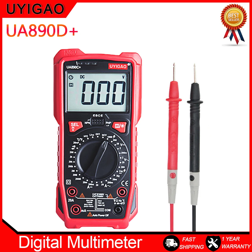 

UYIGAO UA890C Plus Digital Multimeter 750V DC AC Voltage Current Resistance Measuring Instrument Handheld Multifunctional Tester