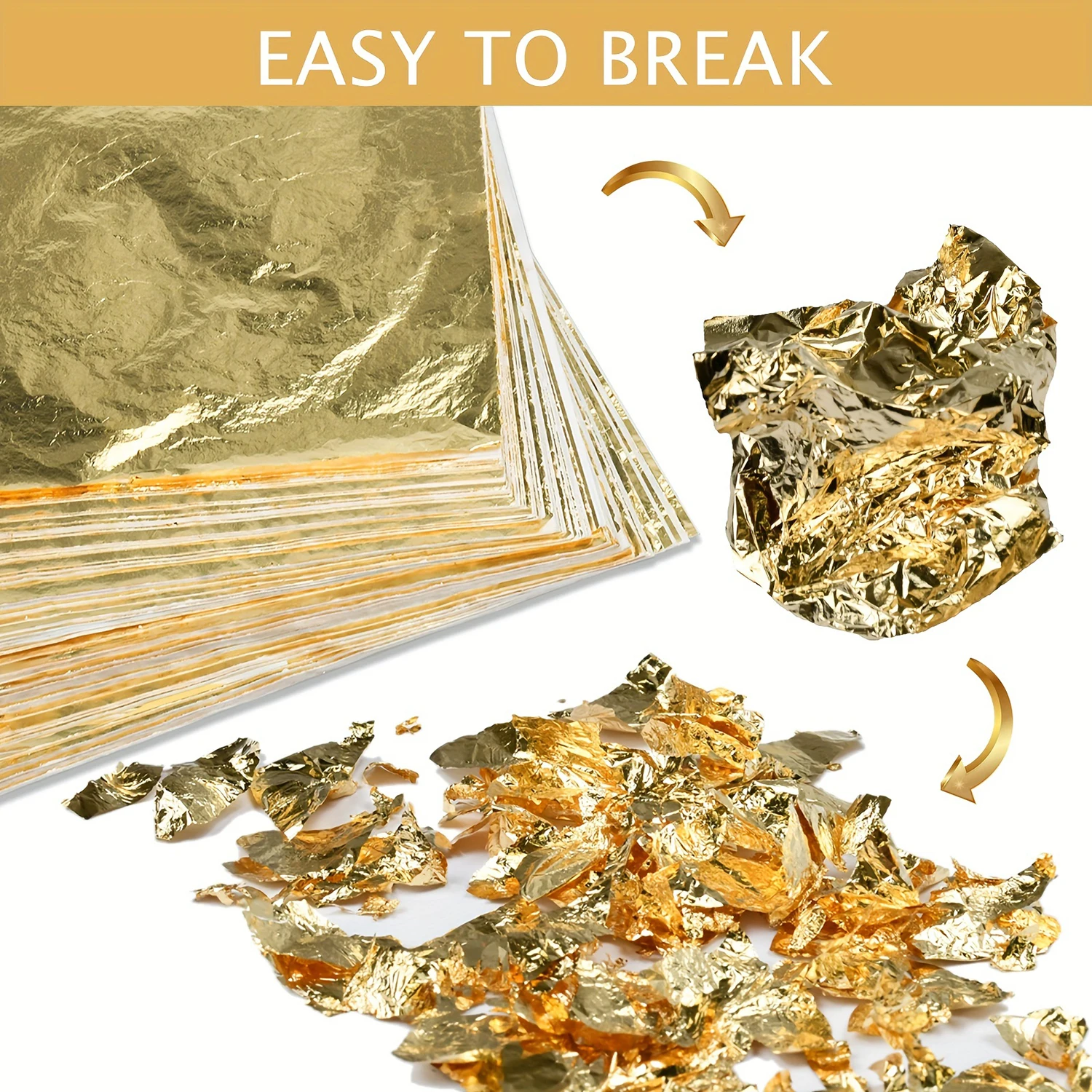 100/200Sheets Imitation Gold Leaf Gold Foil Sheets for Arts DIY