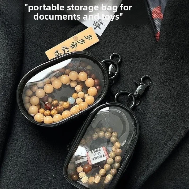 Compact Transparent Organizer Bag - Portable Storage Case for Earphones, Figures, Dolls, and Small Accessories