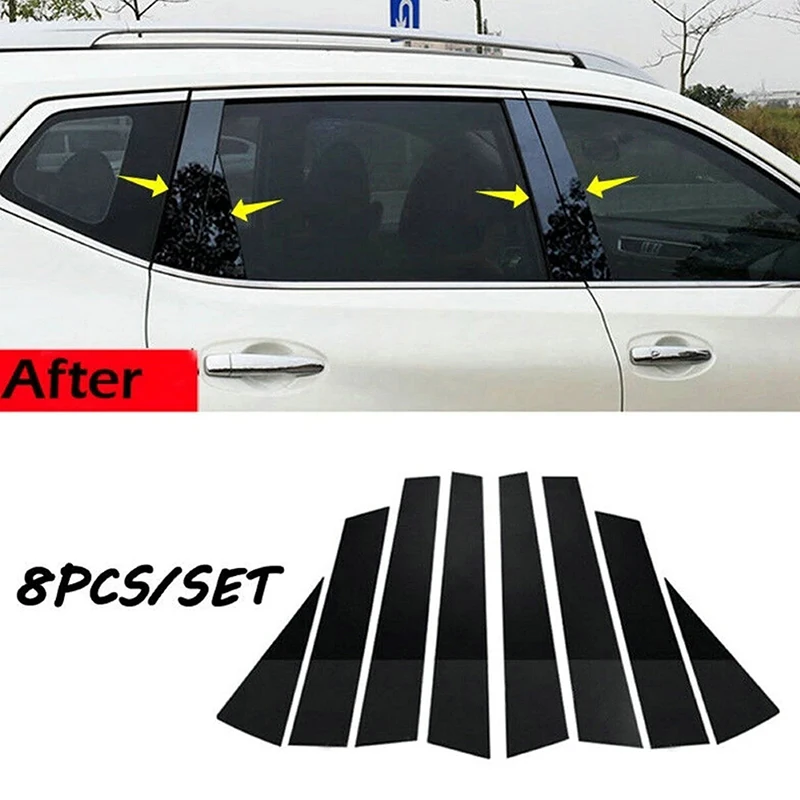 Car Door Moulding Trim Car Window Trim Car Stickers Car Window Stickers Car Window Trim Stickers Window Door Cover Trim 8Pcs Gloss Black Pillar Posts Cover Fit For Nissan X-Trail Rogue T32 2014-Door Window Moulding Trim Sitcker Accessories