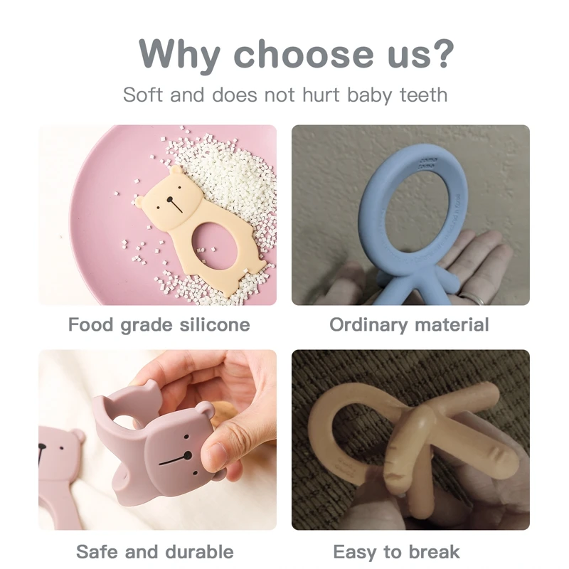 Baby Teeth Set Cartoon Animal Wood Teeth Silicone Teeth Beads DIY Teething  Soothing Jewelry Children Accessories Pendant Baby Teeth Toys