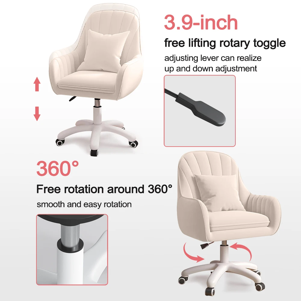 Home Office Chair Computer Chair with Mid-Back Upholstered Modern Tufted Computer Task Chair Swivel Height Adjustable Velvet 3