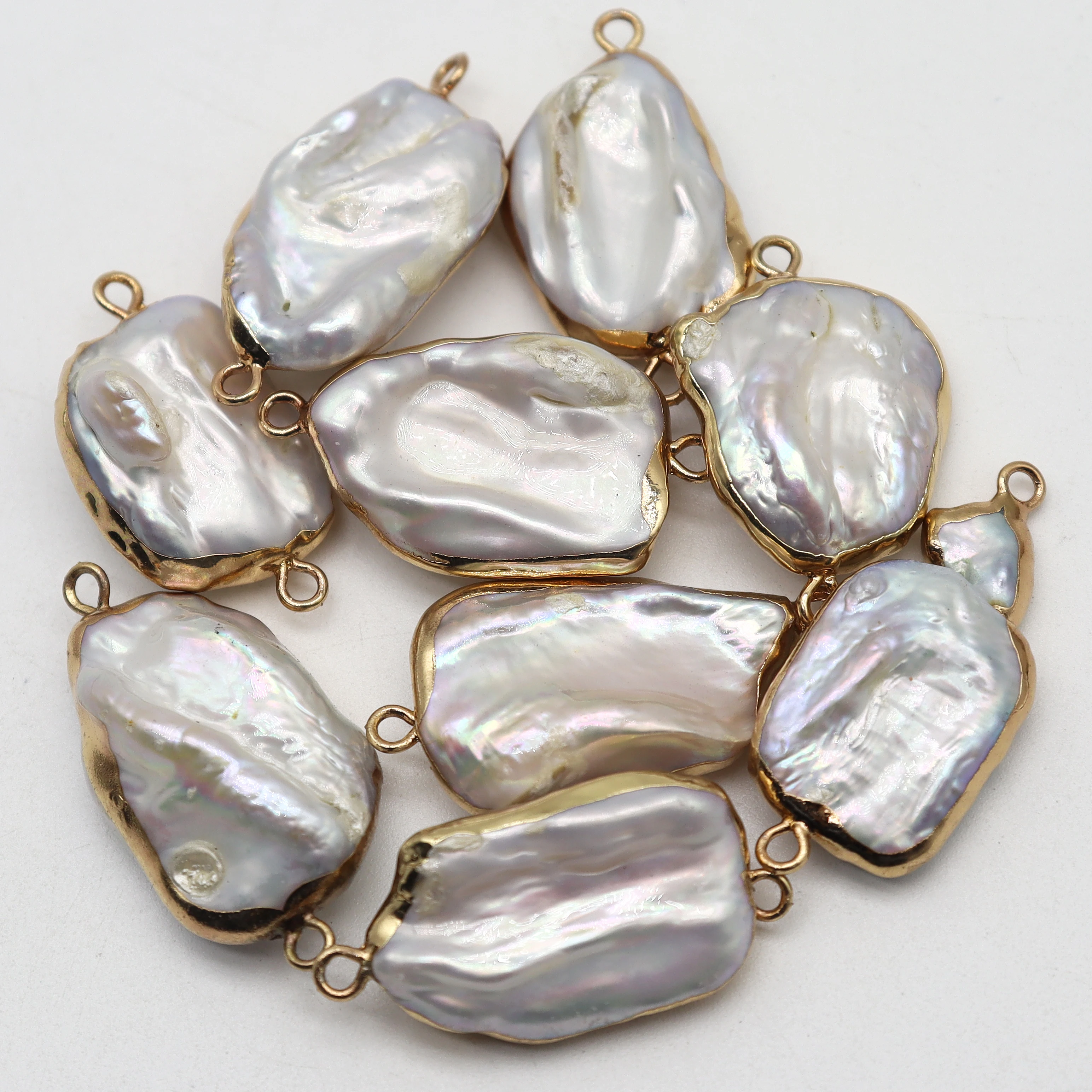 

Natural Pearl Pendant Irregular Shape Double Button Spacer Bead Jewelry Making DIY Popular Classical Personality Necklace Earrin