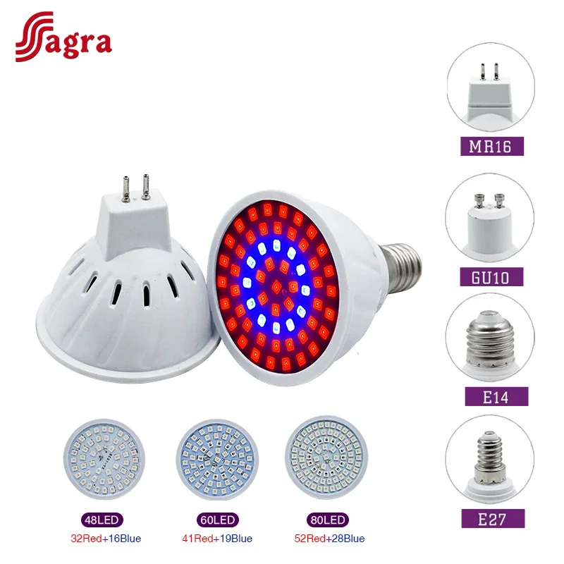Led Grow Light Growth Lights Indoor Lighting Hydroponic Tent Bulb E27 E14 MR16 GU10 Phytolamp for Plant Full Spectrum Grow Lamp led grow lamp led plant light growing lamp bulb