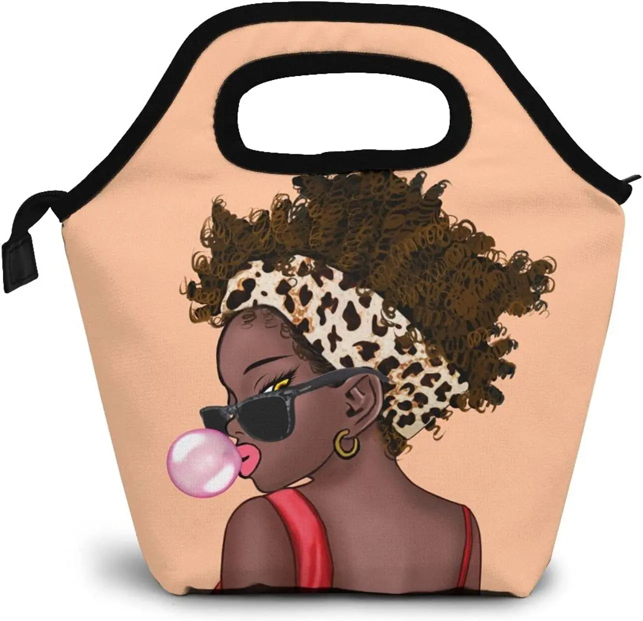 Donne afroamericane con borsa da pranzo corona Afro Girls Black Queen Handbag Lunch Kit scatola termica isolata per viaggi, Picnic