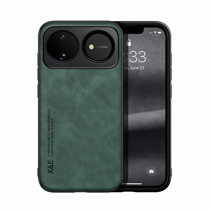 Magnetic Luxury Skin-Feel PU Leather Phone Case with Built-in Metal Plate