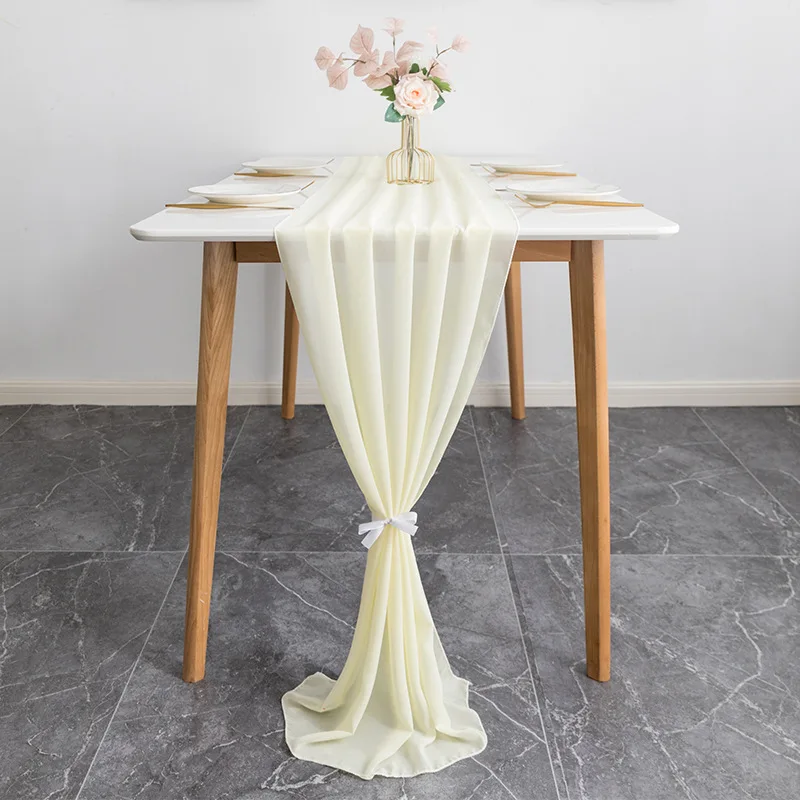 Description Picture 5 of itemChiffon Table Runner Solid Colorful Luxury Rustic Boho Droop For Wedding Easter Decoration Baby Shower Valentine Home Decorate