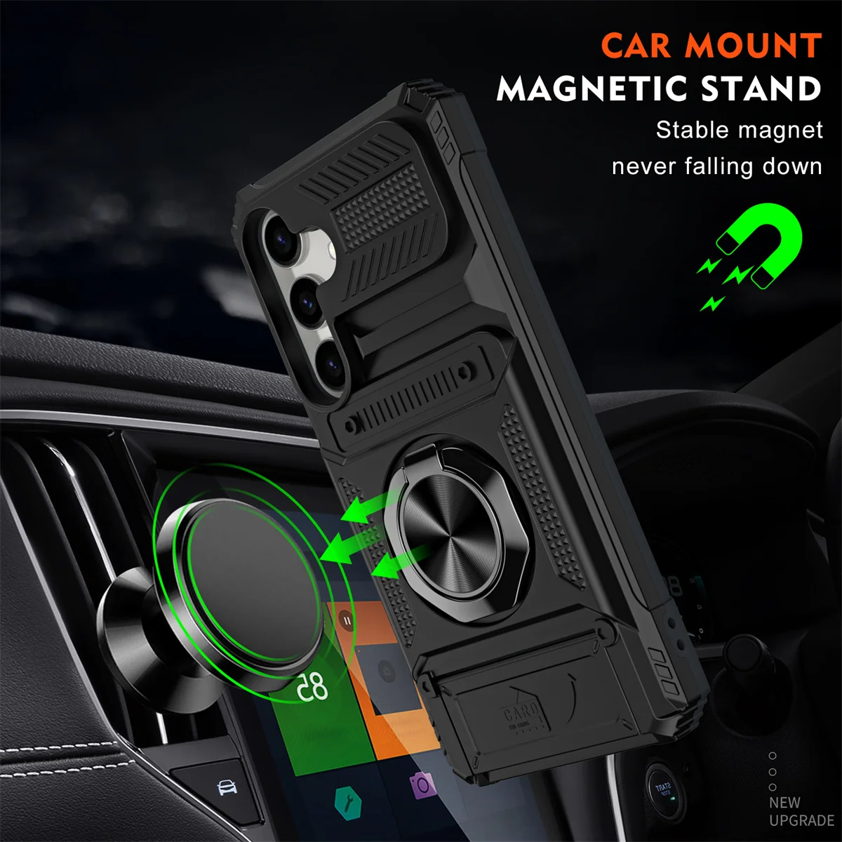 Wallet Card Holder Phone Case with Rotatable Ring Kickstand