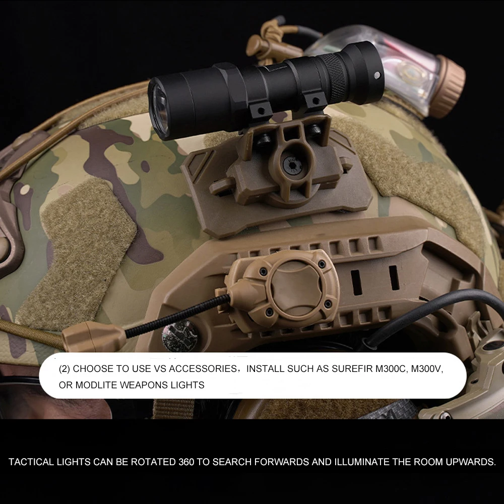 Tactical Helmet Mount Adapter 360° Rotate For X300/X400/TLR-1/Surefir Series Lamp Adapter Military Airsoft Helmet Accessories