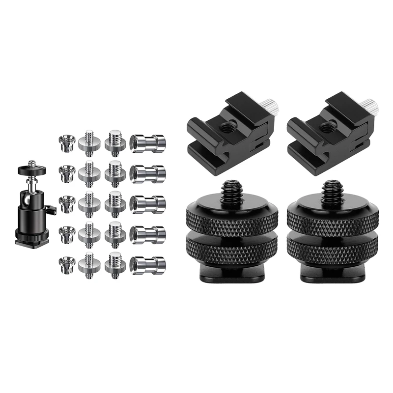 21 Pz 1/4 Pollici 3/8 Pollici Convertitore Viti Filettate 1/4 Pollici E 4 Pack Camera Combo Pack Hot Shoe Mount Adapter