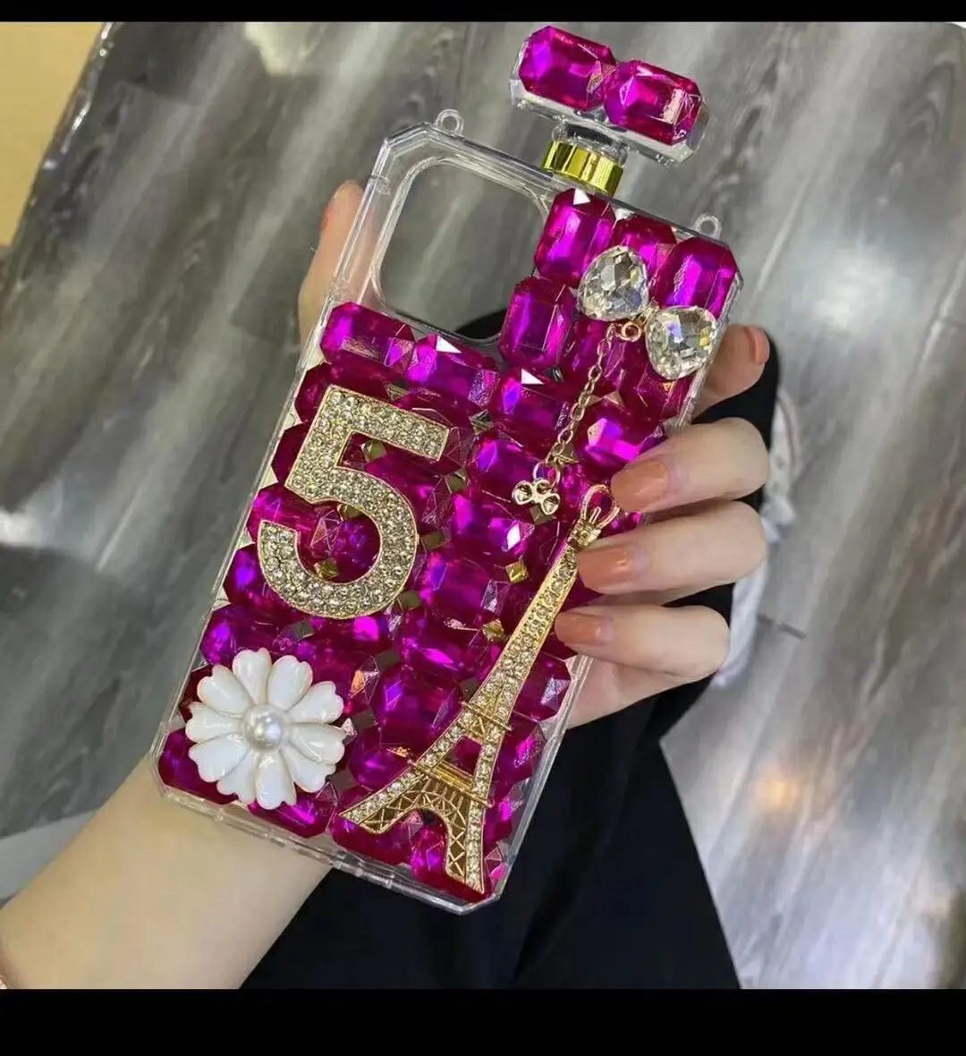 

3D Art Bling Diamond Crystal Rhinestones Clear Case Shiny Glitter Gems Bumper Hard PC Protective Phone Back Cover for iPhone