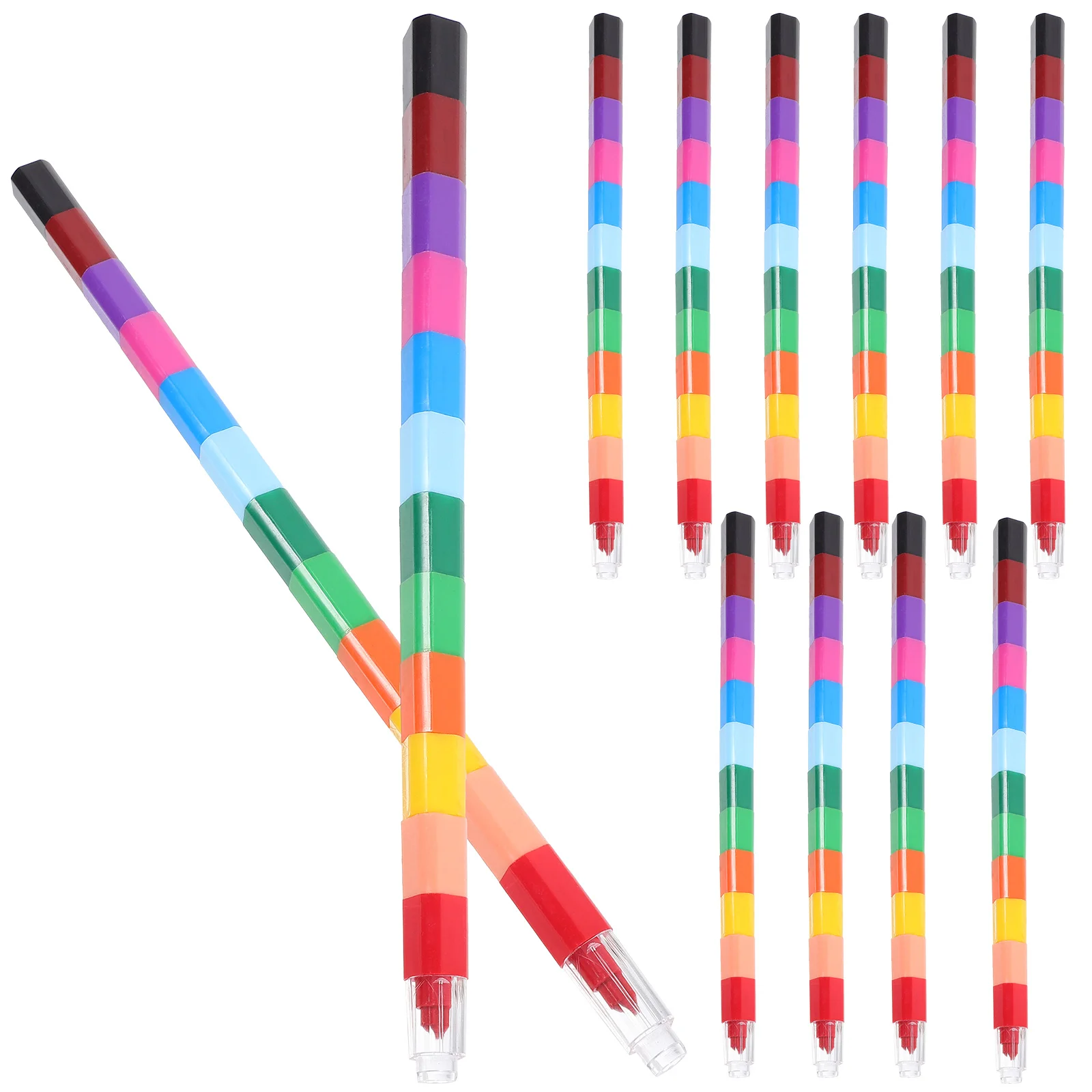 24 Pcs Crayons Block Kids Crayons Child Colour Pen Creative 12 Colors Wax Pencils Stackable Coloring