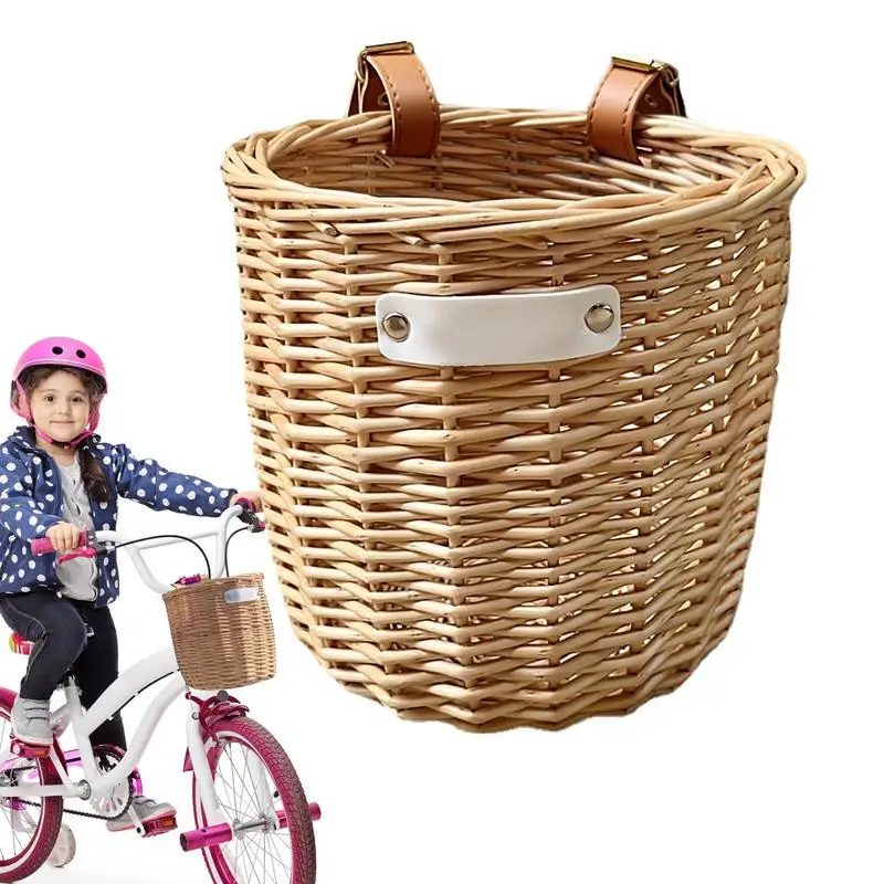 Bicycle Basket Retro Bike Basket Wicker Woven Bicycle Front