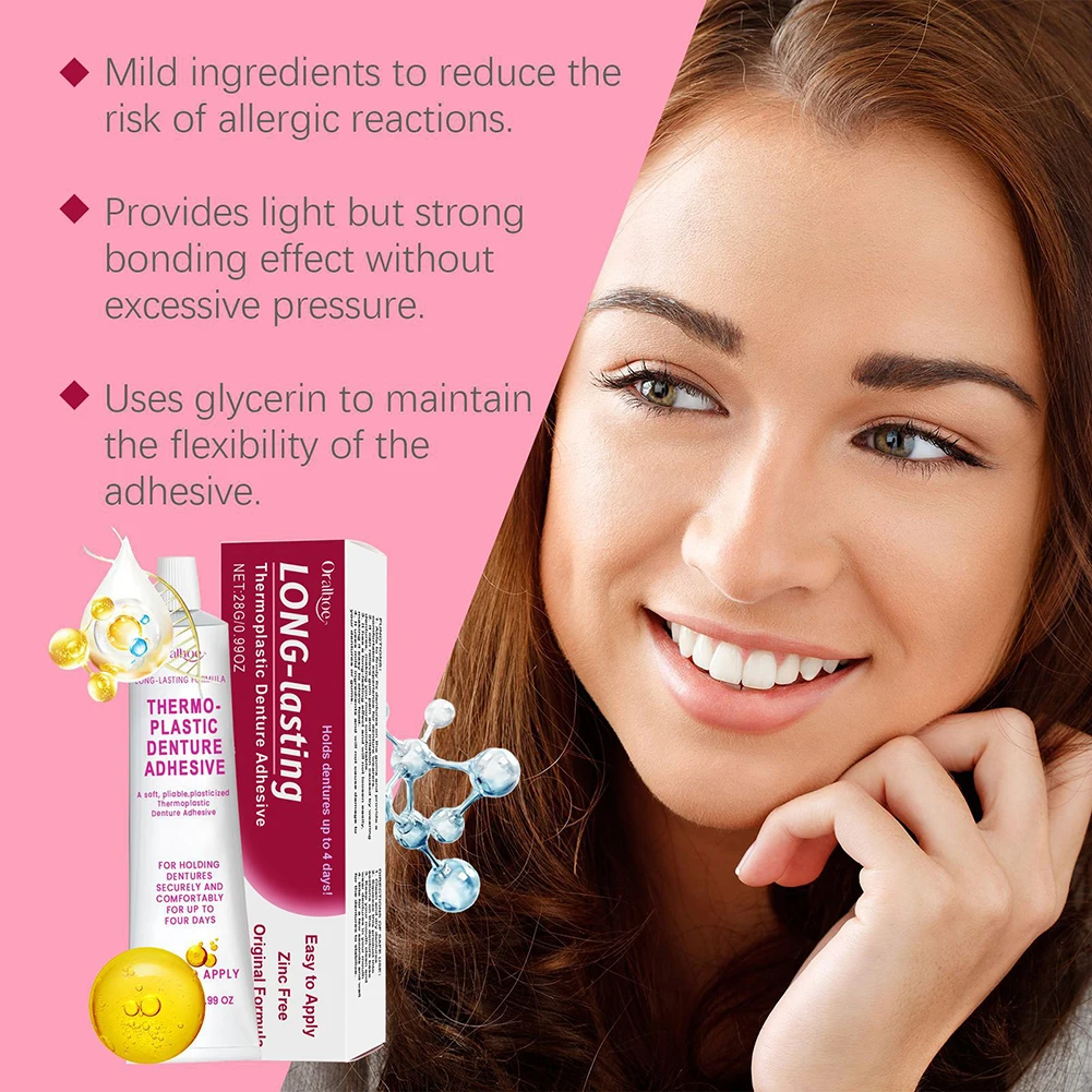 Soft Thermoplastic-Denture Adhesive Lasting Super Hold Denture-Adhesive Cream for Refitting Tightening-Dentures Solid Glue