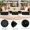 5 Piece Rattan Sofa Set, Patiojoy Outdoor Wicker Furniture Set with Seat & Back Cushions, Square Coffee Table, Garden Sofa Set 3
