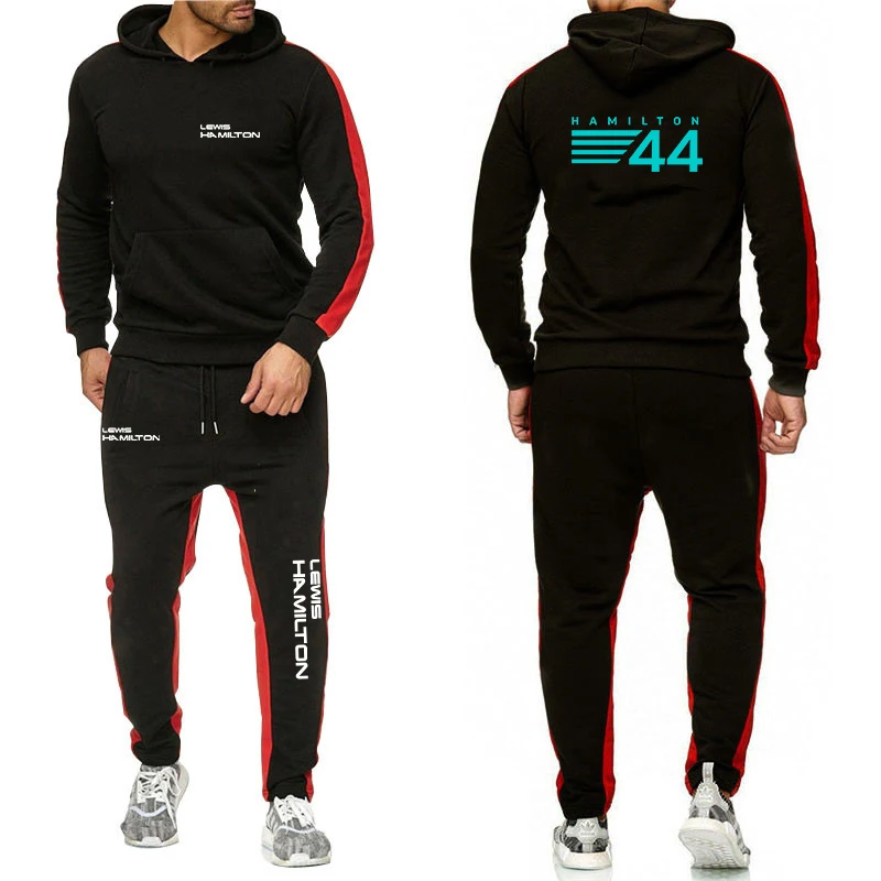 

F1 Driver Lewis Hamilton Digital 44 New Clothing Mens Autumn Winter Sets Zipper Hoodie+Pants Tracksuit Sportswear Pullover Sweat