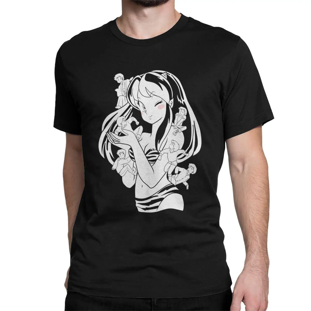 

Vintage Urusei Yatsura Lum T-Shirt for Men Round Neck Pure Cotton T Shirts Anime Short Sleeve Tee Shirt Plus Size Clothes