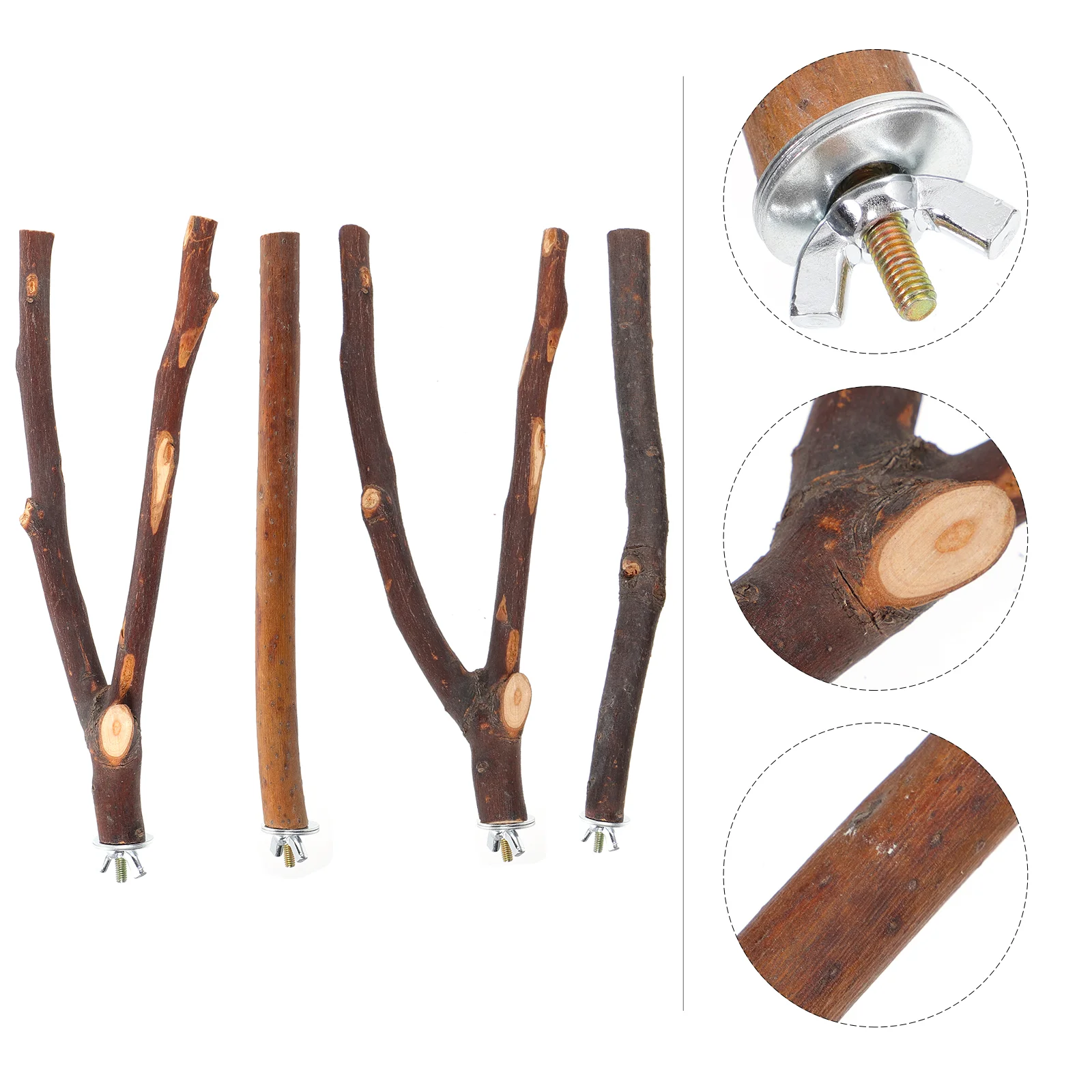 

4pcs Wood Pole Bird Perch Parrot Standing Rod Exercise Climb Stick Branch