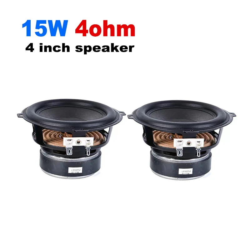 2Pcs 4Inch HiFi Speaker 4Ohm 15W Woofer Speaker Heavy Bass Audio SubWoofer DIY Home Theater System Louderspeaker 20mm Coil