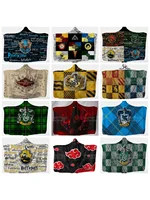 Magic Wizard Hogwartes House 3D Printed Plush Hooded Blanket Picnic Wearable Fleece Throw Warm Gift for Kids Adults 1