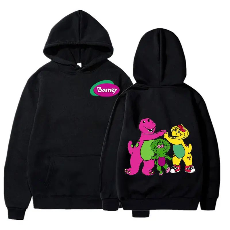 

Funny Barney and Friends Parent-child Clothing Purple Dinosaur Hoodies Kawaii Mom Dad Clothes Fashion Autumn Warm Sweatshirt