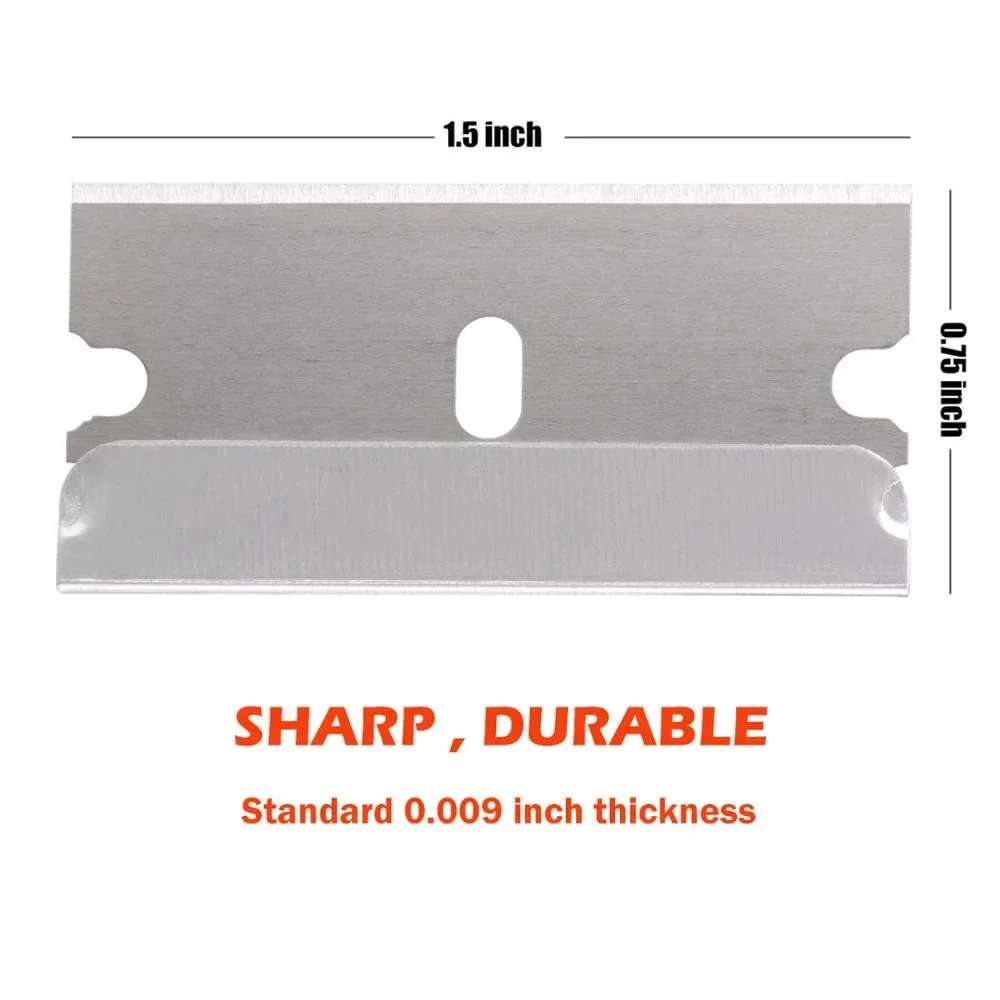 Razor Blade Scraper 100pcs Razor Blades Safety Scraper Glue Knife Glass Cleaner Replacement Carbon Steel Blade Ceramic Car Labels Remover