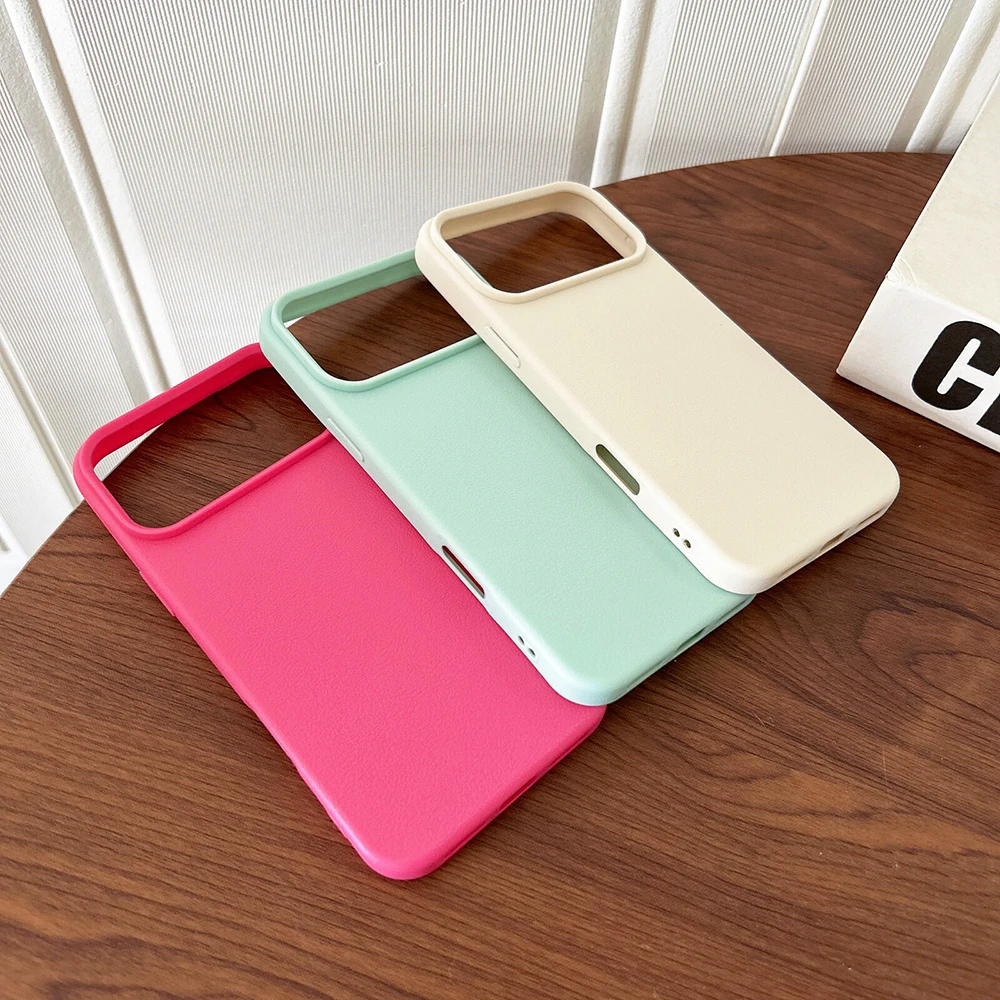 Elegant Leather-Texture Silicone Soft Case - Candy Color Matte Back Cover TPU Shell