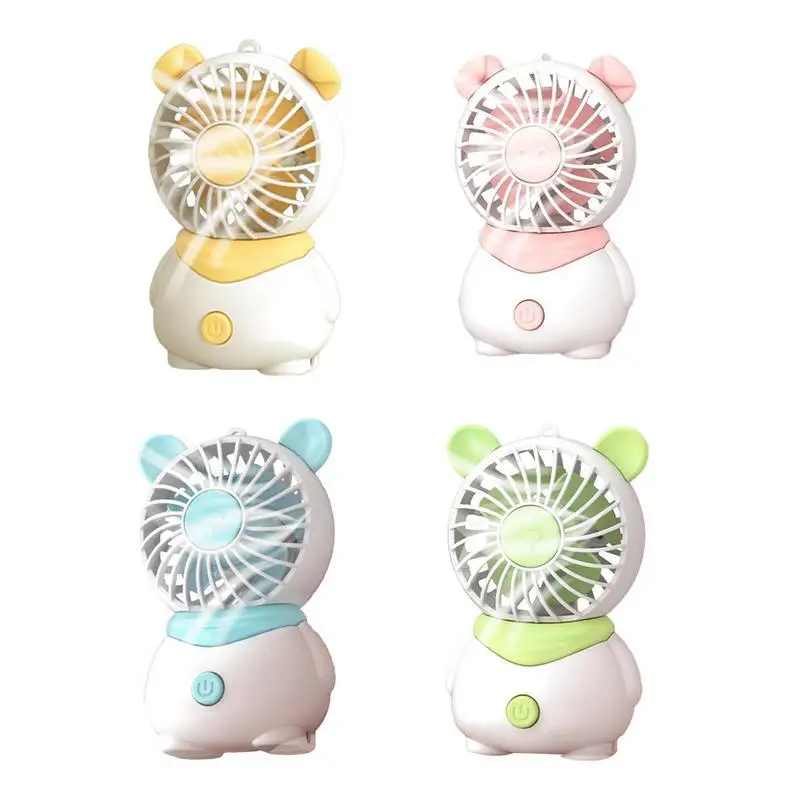 

USB Handheld Fan Table Fan Quiet Cute Pig Design Small Portable 4 Fan Leaves Fan For Home Office Travel Handheld Fan Desktop Fan