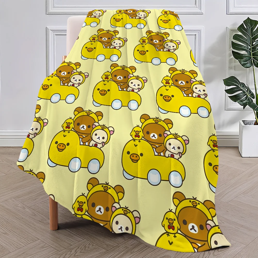 Cartoon Cute R-Rilakkuma-s Bear Blanket Plush Nap Sofa rug for Living Room Warm Office Bedroom Birthday Home Travel Kid Gifts 2