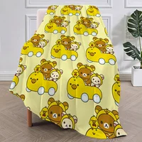 Cartoon Cute R-Rilakkuma-s Bear Blanket Plush Nap Sofa rug for Living Room Warm Office Bedroom Birthday Home Travel Kid Gifts 2