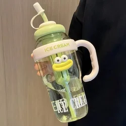 Cute Aesthetic Large Capacity Straw Cup - 1100ML Portable Sports Water Bottle (Green)