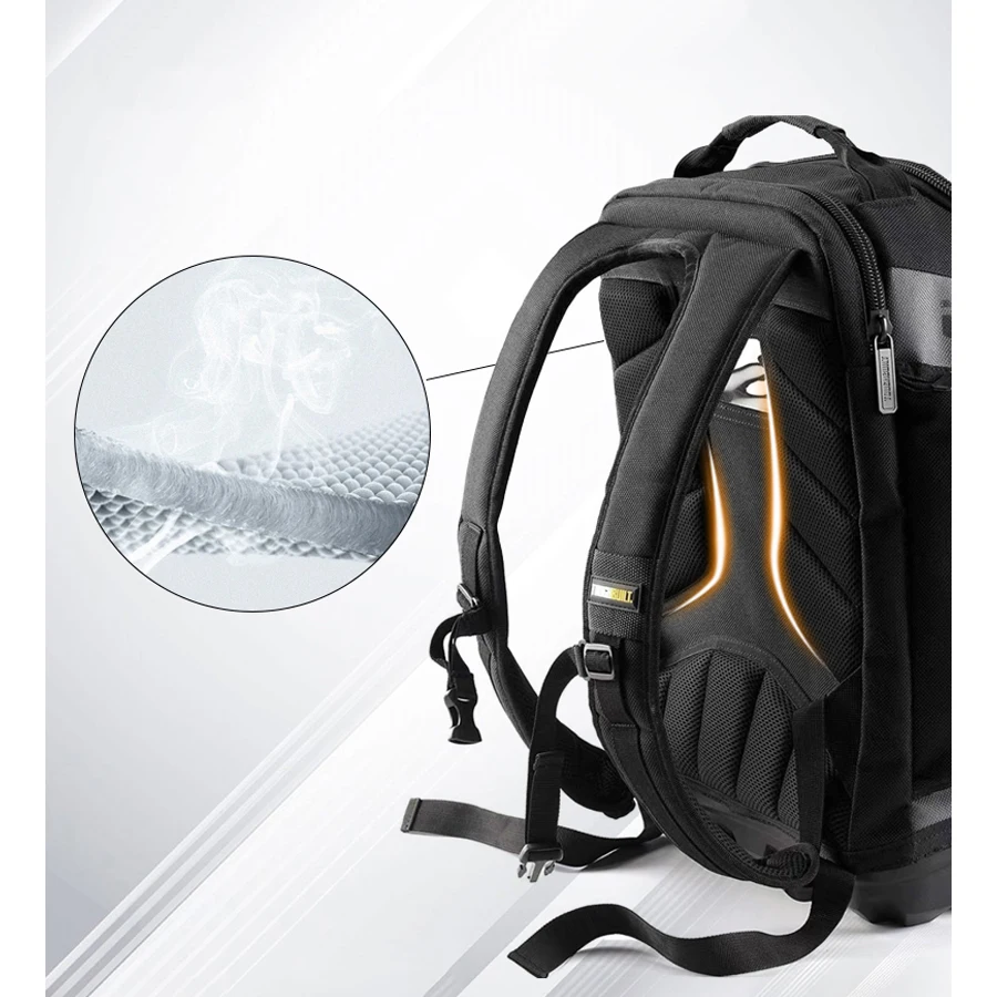 TOUGHBUILT TB-66C Waterproof Hard Bottom Tool Backpack Wear