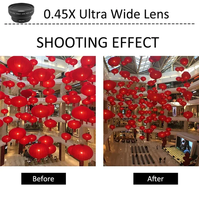 Universal HD 0.45x Super Wide Angle Lens with 12.5x Super Macro Lens for iPhone Samsung Xiaomi Smartphones Camera Phone lens Kit 3