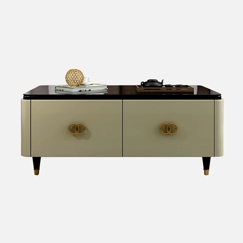

American Light Luxury Solid Wood Coffee Table TV Cabinet Combination Living Room Light Luxury
