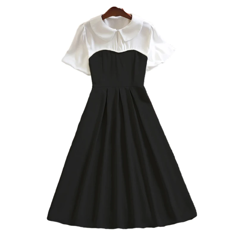 Mori girl solid vestidos New summer fashion short sleeve women vintage black dress