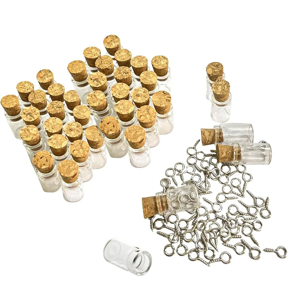 

100pcs Small Mini Glass Wish Bottles Jars 0.5ml Tiny Cork Glass Bottles Decoration, Art Crafts, DIY Projects, Party Favors