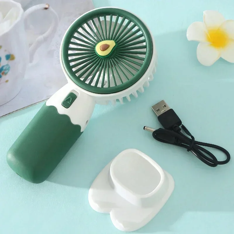 1 Portable Cartoon Fruit Mini Handheld Fan with USB Charging Cable Battery Powered Suitable for Family Outdoor Travel 5