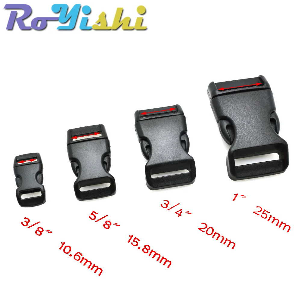 Plastic Side Release Buckle 10 Pcs/Pack Curved 550 Paracord Bracelet Dog Collar Backpack Strap Webbing 10mm 15mm 20mm 25mm