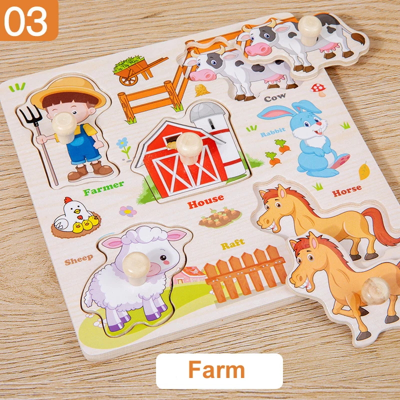 Montessori Wooden Animal Puzzle Board