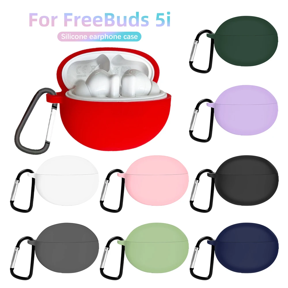 

Soft Earphone Protective Cover Silica Gel Anti Fall Charging Compartment Cover Belt Climbing Buckle For FreeBuds 5i With Hook