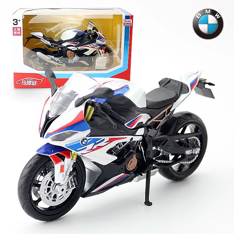 1/12 BMW S1000RR 합금 다이캐스트 오토바이 모델 장난감 컬렉션 취미 쇼크 업소버 오프로드 오토바이 장난감 자동차, 어린이 선물