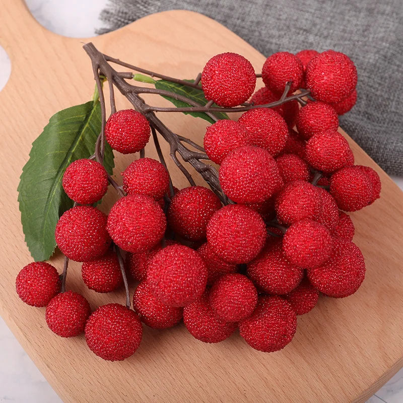 Longan 생소녀 시뮬레이션 과일 리치 체리 꼬치, 생일 파티 촬영 소품, 과일 가게 장식