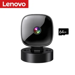 Lenovo Wireless 1080P HD Security Camera with Remote Monitoring - Black 64GB Card