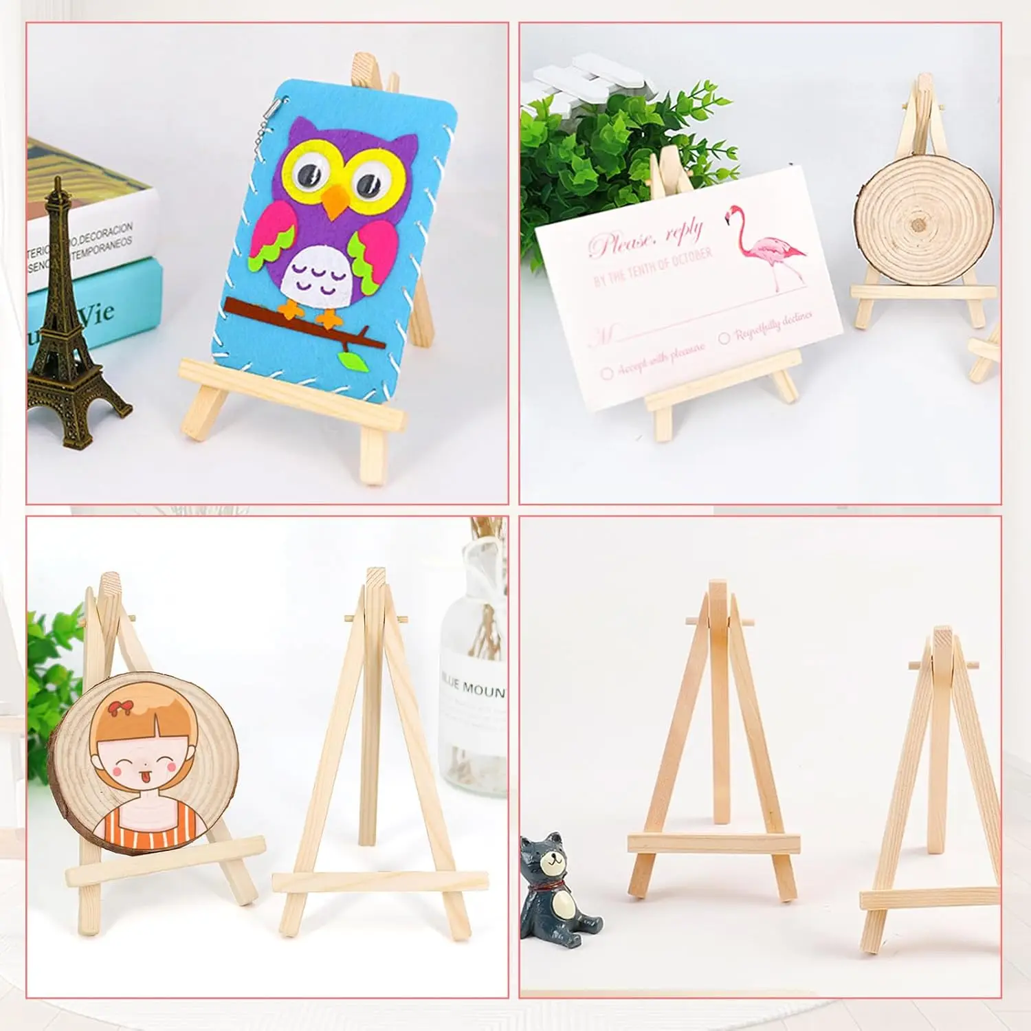 Mini Wood Display Easels, Small Table Top Easels, Artist Triangle Easels for Displaying Canvas Paintings, Weddings - 3