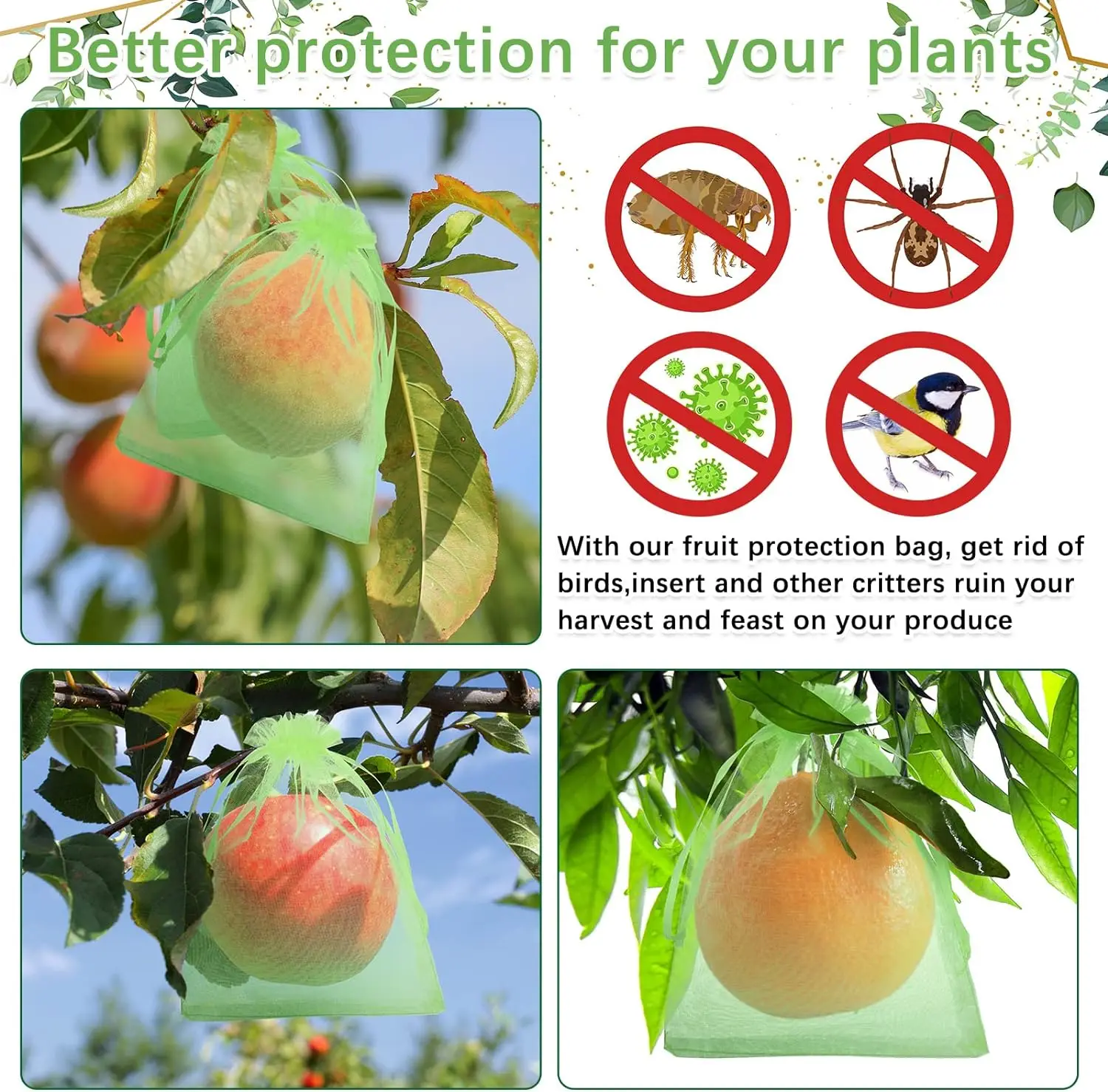 Fruit Protection Drawstring Bags Protect Vegetables Fruits From Insects Mosquito Bugs 100 Pcs fruit protection bags fruit protection bag plant protection bag