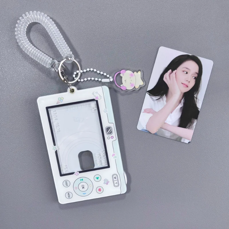 1 Pcs Acrylic Photocard Holder Key Chain INS Ins Idol Photo Card Holder Decorative Student ID Badge Holder Girls Card Sleeves 6