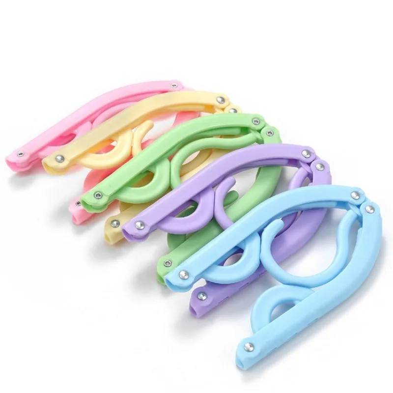 1/5pcs Folding Coat Hanger Colorful Plastic Coat Hanger Travel Backpack Saving Space Bedroom Cabinet Non-slip Coat Hanger 6