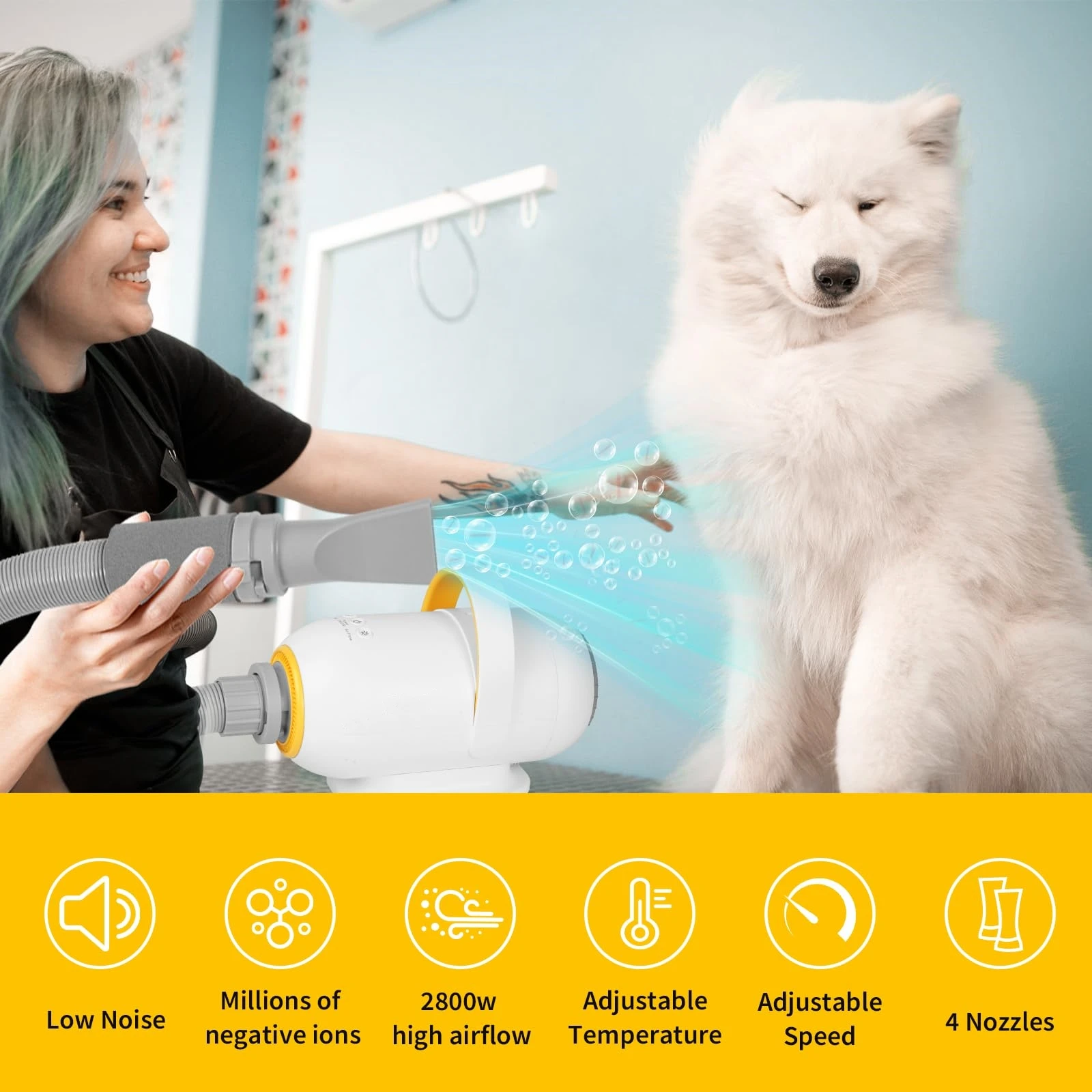 High-Power Pet Water Dryer All-in-one Dog Suction Machine Automatic Cat Bath Drying Mute Hair Dryer Large Dog Hair Blowing