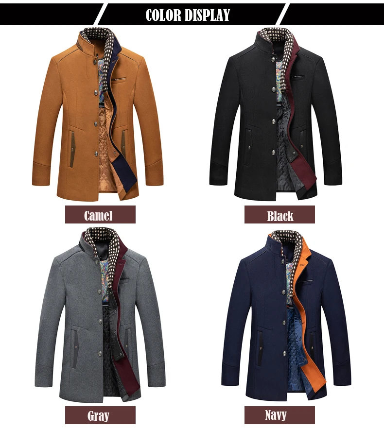 Tralike-Manteau coupe couvertes à double col pour homme, manteau d