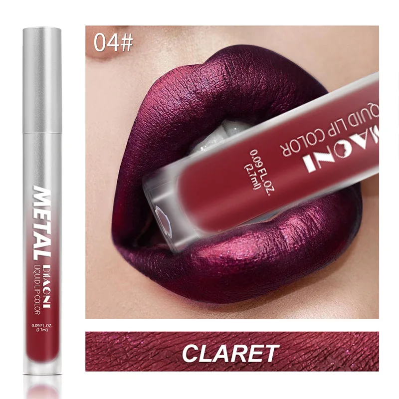 Diamant Metallic Lippenstift Wasserfestes Perlmutt Glanz Gloss_voghion.com